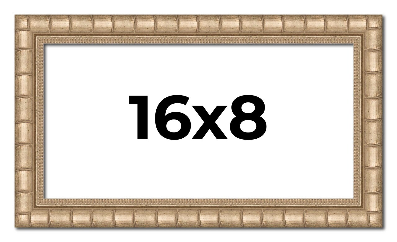 16x8 Modern Bamboo Picture Frame with UV-Resistant Acrylic & Acid Free Backing, Available in 5 Finishes - Gold, Silver, Brown, Black, and Natural